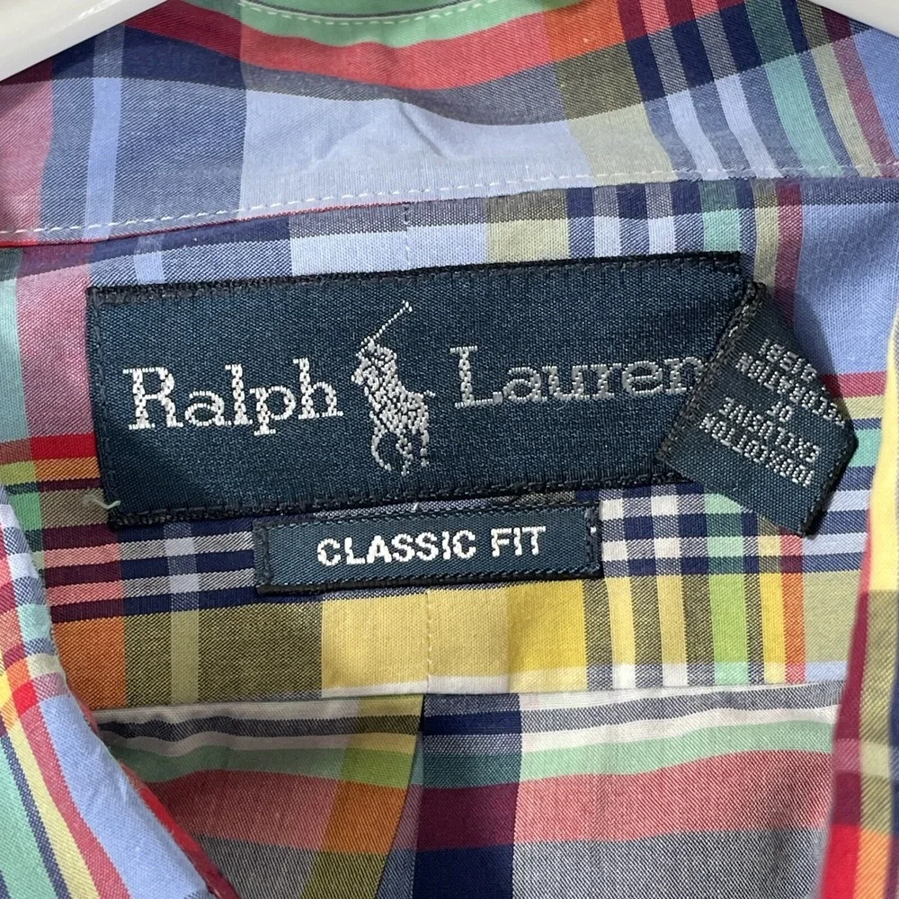 Vintage Polo Ralph Lauren Shirt Mens Size XXL Plaid Classic Fit Button Down‎